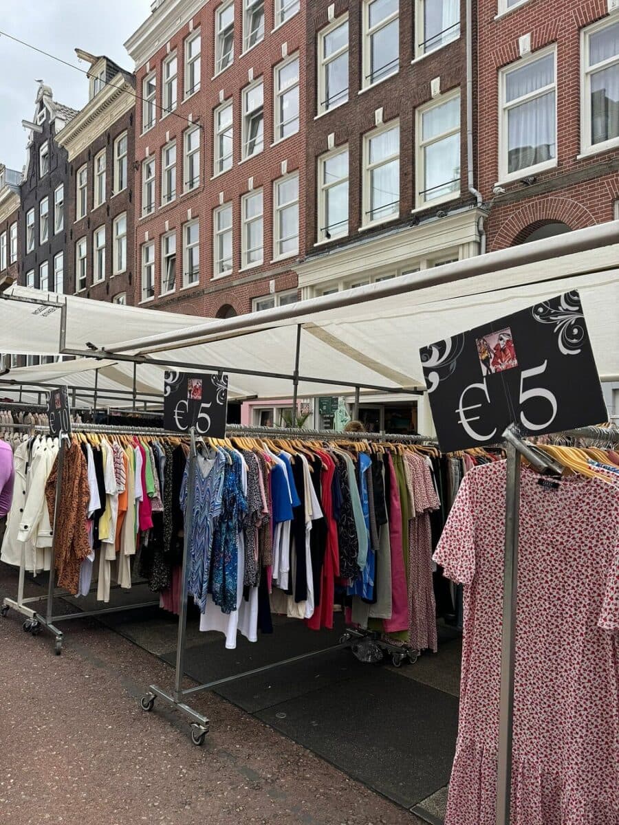 Vintage clothing rack in Amsterdam thrift store