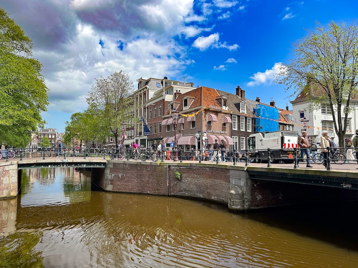 Anne Frank House canal-side facade in Amsterdam Jordaan