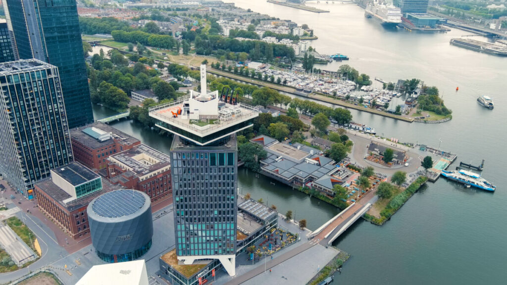 Amsterdam's Hidden Gems: 12 Off-the-Beaten-Path Attractions 18 Aerial view of the A'DAM Lookout and Amsterdam cityscape