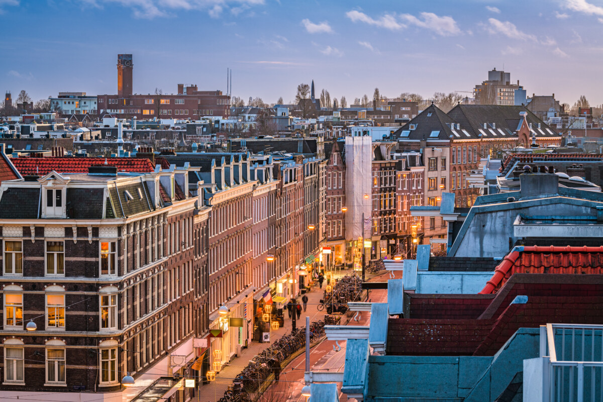 Amsterdam's Hidden Gems: 12 Off-the-Beaten-Path Attractions 1 Aerial view of the De Pijp at night in Amsterdam, Netherlands