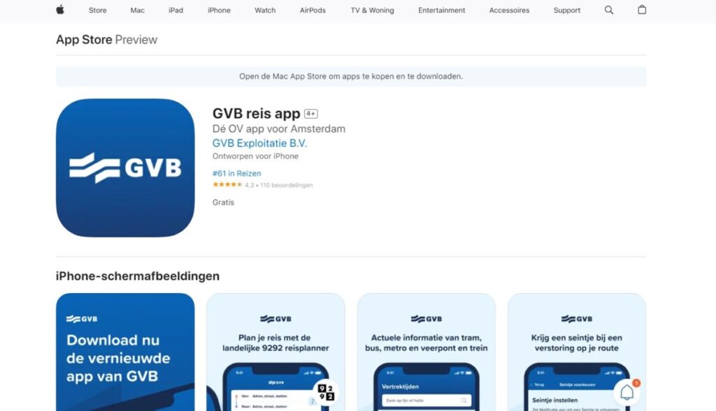 How to Get Around Amsterdam: 10 Insider Secrets for Easy City Navigation 11 GVB reis app at the Apple app store