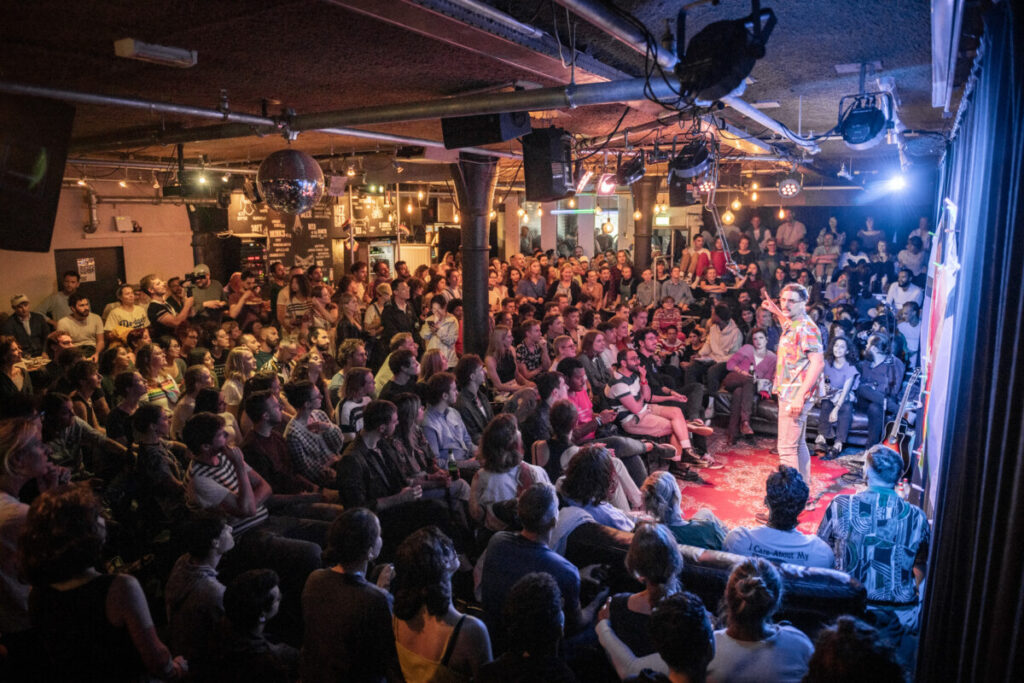 Live Performance and crowd at the  Mezrab in Amsterdam, Netherlands