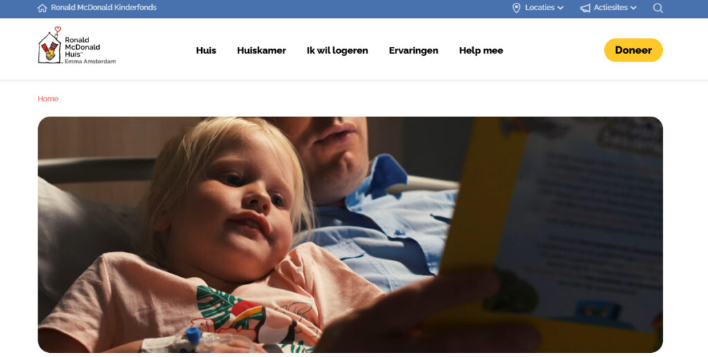 Volunteering in Amsterdam: Where to Lend a Hand 5 Ronald McDonald Huis Emma Amsterdam website landing page